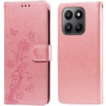 Flowery knížkové pouzdro Honor 400 Smart 5G/4G/Honor X7d - růžové – Zboží Živě
