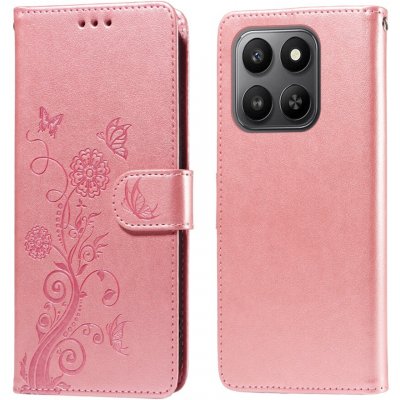 Flowery knížkové pouzdro Honor 400 Smart 5G/4G/Honor X7d - růžové – Zboží Živě