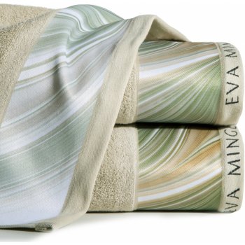 Eva Minge bavlněný froté ručník s bordurou SOFI olivová 50 x 90 cm