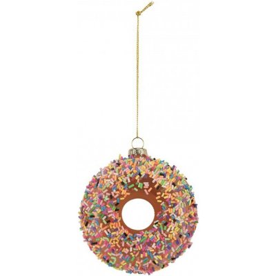 Clayre & Eef Vánoční skleněná závěsná ozdoba hnědý donut Ø 10*4 cm – Hledejceny.cz