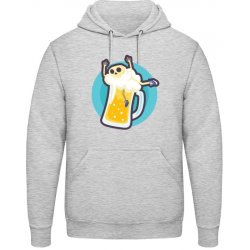 AWDis Hoodie Mikina Motiv Pivo se smrtkou Šedivá šedá