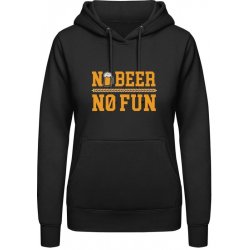 AWDis Hoodie mikina Pivní design No Beer No Fun Černá