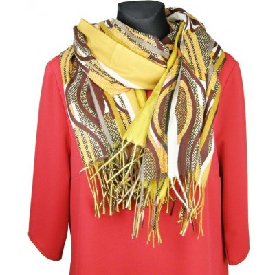 Dámská šála s ornamenty zlatá 2v1 – Zboží Dáma