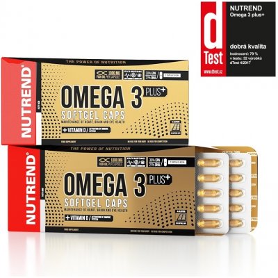 Nutrend Omega 3 Plus Softgel Caps bez příchuti 120 kapslí