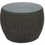 Ratanový konferenční stolek Anny, Stern, kulatý prům. 58x42 cm, umělý ratan hnědý (cinnamon), deska sklo – Zboží Mobilmania