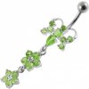 Piercing Šperky4U stříbrný piercing do pupíku světle zelené zirkony BP01192-G