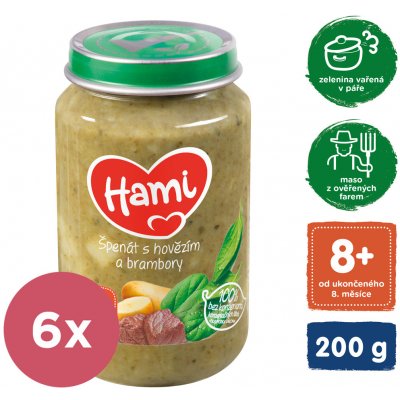 Hami Špenát s hovězím a brambory 6 x 200 g – Sleviste.cz