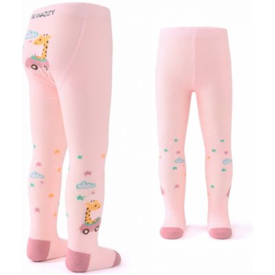 BeSnazzy dětské protiskluzové punčocháče pro zdravé lezení a první krůčky růžové se žirafou – Zboží Dáma