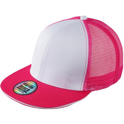 MYRTLE BEACH Pro Cap Mesh 6 Panel rovný kšilt MB6635 Bílá Růžová sytá – Zboží Mobilmania