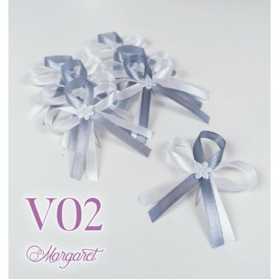 Saténové svatební vývazky V02 (Silver) – Zboží Dáma