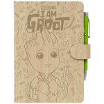 CurePink Poznámkový blok s propiskou Marvel Guardians Of The Galaxy Strážci Galaxie Groot A5 14,8 x 21,0 cm CBA5008 – Zboží Živě