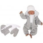 Z&Z 5-dílná kojenecká soupravička pletená do porodnice šedá bílá – Zboží Mobilmania