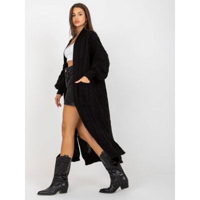 Dlouhý pletený kabátek s copánky Rue Paris černý – Zboží Mobilmania