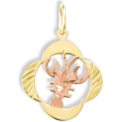 Gemmax Jewelry Zlatý přívěsek Rak měsíční znamení čtyřlístek GUPCN 00251