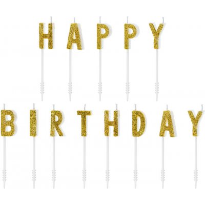 PartyDeco svíčky Happy Birthday zlaté – Zboží Mobilmania