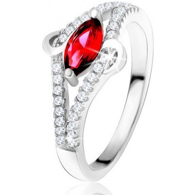 Šperky eshop prsten ze stříbra 925 zrníčkovitý zirkon rubínové linie "S" čiré kamínky T20.9 – Zbozi.Blesk.cz