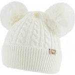 Pletená zimní čepice Bambulka ekru – Zboží Mobilmania