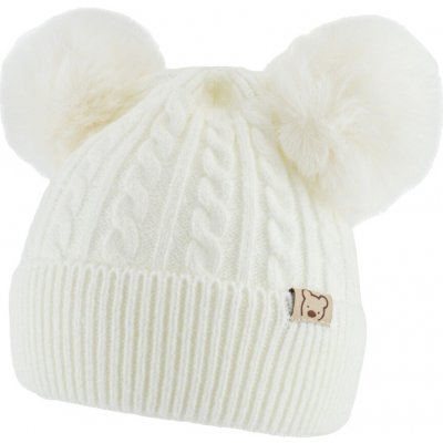 Pletená zimní čepice Bambulka ekru – Zboží Mobilmania