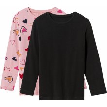 lupilu Dívčí triko s dlouhými rukávy 2 kusy černá/růžová