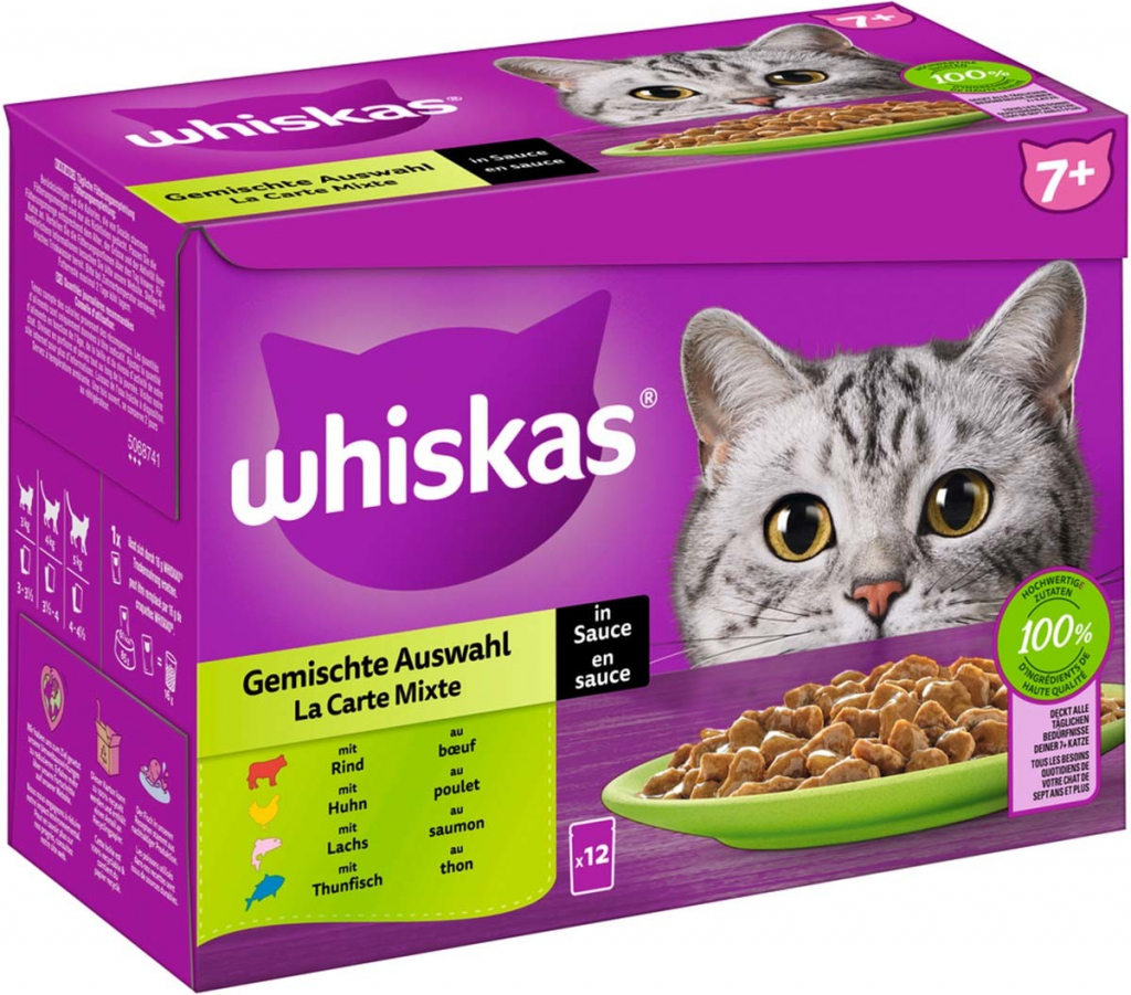 Whiskas Senior 7+ smíšený výběr v omáčce 12 x 85 g