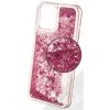 Pouzdro a kryt na mobilní telefon Apple Pouzdro 1Mcz Liquid Heart Sparkle s přesépacím efektem třpytek Apple iPhone 13 Pro Max světle růžové