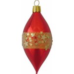 Ornex Vánoční ozdoba skleněná oliva s hvězdou a pruhy červená 8 x 4 cm – Hledejceny.cz