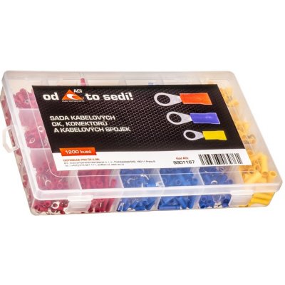 sada izolovaných krimpovacích kabelových ok, konektorů faston, vidliček, a kabelových spojek (1200 ks) | Zboží Auto