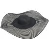 Klobouk Accessories Italy Letní dámský extra velký klobouk černo bílý s pružky