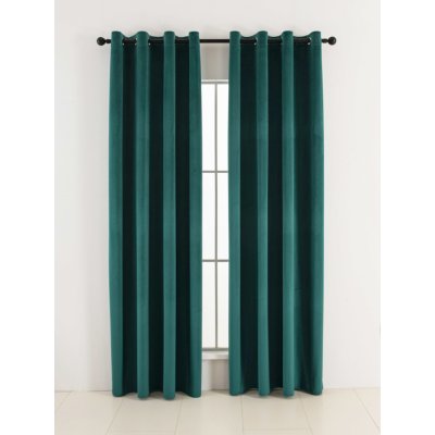 MKLuzkoviny.cz Sametové zatemňovací závěsy Cesar petrolejové - 140 x 160 cm (2ks) - kroužky – Sleviste.cz