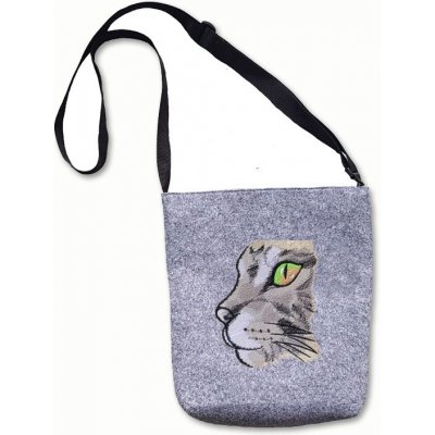 OVČÍ VĚCI Malá filcová kabelka zapínání na kovový zip Kočka