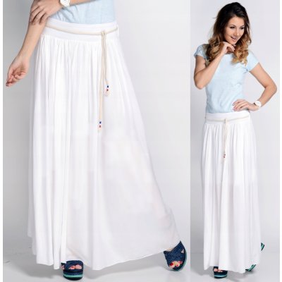 Fashionweek dlouhá maxi letní sukně ze vzdušného materiálu+pasek ZIZI278 bílá – Zboží Mobilmania
