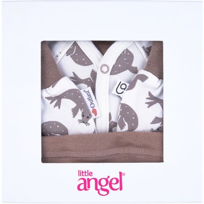 Little Angel Novorozenecká sada BIO smyk Outlast bílá hnědý tuleň oříšková – Zboží Dáma