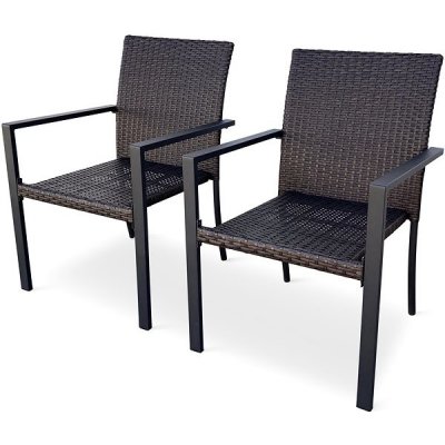 NOELA Zahradní židle stohovací WICKER PAT ratan, 2ks – Zboží Dáma