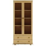 Drewmax dřevěná prosklená knihovna, z masivního dřeva borovice KW115 pacyg – Zboží Dáma