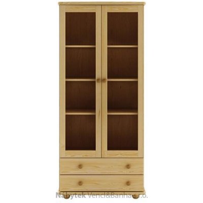 Drewmax dřevěná prosklená knihovna, z masivního dřeva borovice KW115 pacyg – Zboží Dáma