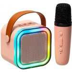 KIK KX3379 Karaoke Bluetooth reproduktor 6 W bezdrátový mikrofon růžový – Sleviste.cz
