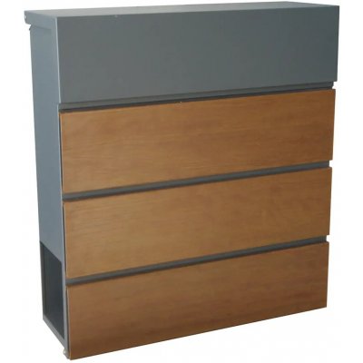 schránka poštovní 370*410*130mm, Zn 0,6mm, barva antracit, dekor dřevo, 524113 – Sleviste.cz