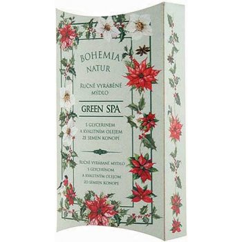 Bohemia Natur Green Spa s glycerinema kvalitním olejem ze semen konopí ručně vyrobené toaletní mýdlo v papírové krabičce 100 g