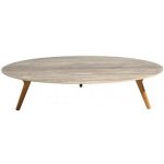 Manutti Nízký stůl Torsa, kulatý 148x29,5 cm, rám teak, deska keramika 12 mm, dekor perla – Hledejceny.cz