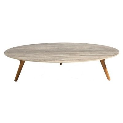 Manutti Nízký stůl Torsa, kulatý 148x29,5 cm, rám teak, deska keramika 12 mm, dekor perla – Hledejceny.cz