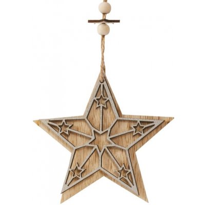Vánoční dekorace Dřevěná hvězda 11cm
