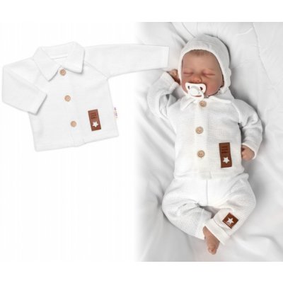 Baby Nellys Pletený svetřík s knoflíčky Boy bílý – Zboží Mobilmania