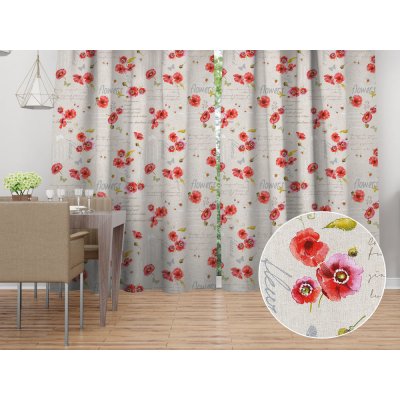Biante Dekorační závěs Porto PRT-022 Vlčí máky a kopretiny na režném 130x180 cm – Sleviste.cz
