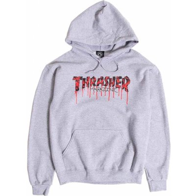 THRASHER BLOOD DRIP LOGO HOOD Ash Gray