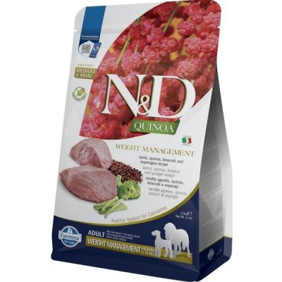 N&D Grain Free Dog Adult Quinoa Weight Management Lamb & Broccoli Medium/Maxi 2,5 kg – Zboží Mobilmania