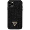 Pouzdro a kryt na mobilní telefon Apple Guess Ochranný kryt pro iPhone 11 Pro - Guess, Rhinestones Triangle Metal Logo Black GUHCN58HDGTPK