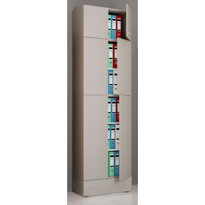 VCM Kancelářská skříň Lona XXL s otočnými dveřmi S nástavcem a zásuvkou, šedá – Zbozi.Blesk.cz