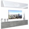 Obývací stěna Belini Premium Full Version bílý lesk šedý antracit Glamour Wood LED osvětlení Nexum 87