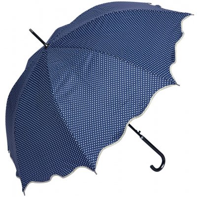 Clayre & Eef deštník pro dospělé s puntíky a vlnitým okrajem modrý – Zbozi.Blesk.cz