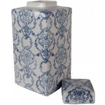 Porcelánová váza s víčkem a modrými květy Vintage Unique - 15*15*31 cm - Clayre & Eef – Hledejceny.cz
